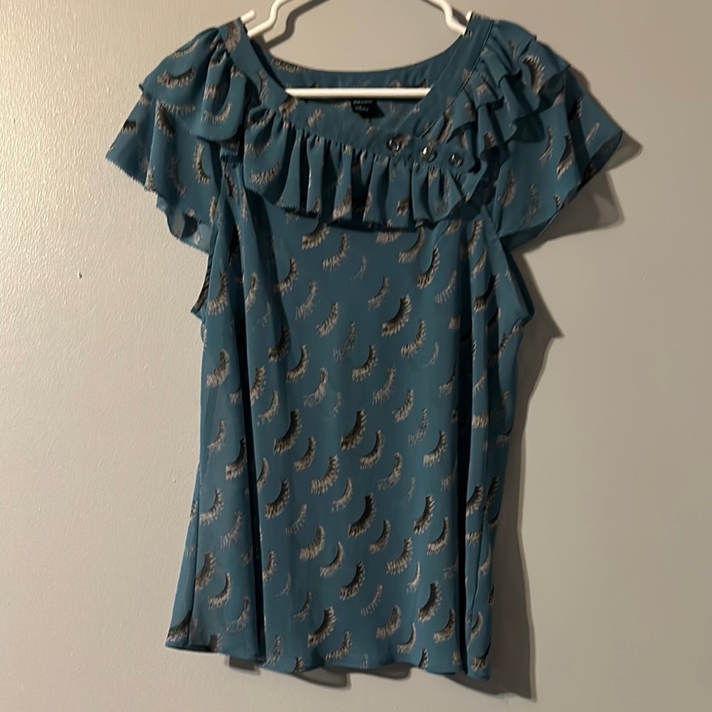 She Said Blue Ruffled Women's Top Size Large
